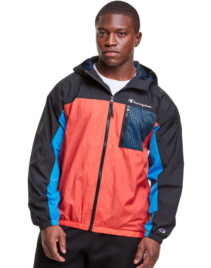 Champion Mens Jackets NZ - Lightweight Sport Black/Orange ( 6517-FHCOE )